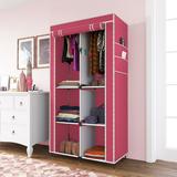 GTC 7800-3 M Cloth Rack Storage Organizer Shelves Almirah PP Collapsible Wardrobe (Finish Color - Maroon, DIY(Do-It-Yourself))