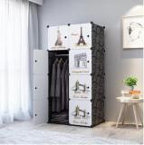 KriShyam High Density Block Board Collapsible Wardrobe (Finish Color - White & Black, DIY(Do-It-Yourself))