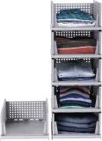 Biltoxi 6 Layer Plastic Foldable Wardrobe and Clothes Organizer for Home and Office, Plastic Free Standing Cabinet (Finish Color - Grey, Door Type- Frameless Sliding, DIY(Do-It-Yourself))