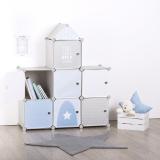 Hemovia 7-Door 7-Shelf Plastic kids Collapsible Cupboard PC Collapsible Wardrobe (Finish Color - 7-Light Blue, DIY(Do-It-Yourself))