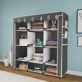 GTC W 88150 Cloth Rack Storage Organizer Shelves Almirah PP Collapsible Wardrobe (Finish Color - Grey, DIY(Do-It-Yourself))