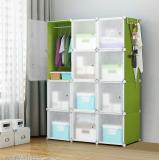 KriShyam 12 Cube Baby Wardrobe Door Plastic Sheet Rack Closest Organizer PP Collapsible Wardrobe (Finish Color - Green, DIY(Do-It-Yourself))