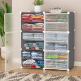 YOZO 6 Door 12 Shelf Plastic Collapsible Cupboard PP Collapsible Wardrobe (Finish Color - Grey12X, DIY(Do-It-Yourself))