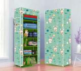 RITU ENTERPRISES 6 Layer Printed PVC Collapsible Wardrobe (Finish Color - Rabbit Print Green, DIY(Do-It-Yourself))