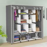 GTC 6+2 Shelves 3 Door 88130 Portable PP Collapsible Wardrobe (Finish Color - Grey, DIY(Do-It-Yourself))