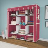 GTC W 88150 Cloth Rack Storage Organizer Shelves Almirah PP Collapsible Wardrobe (Finish Color - Maroon, DIY(Do-It-Yourself))