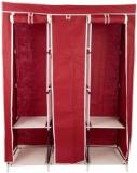 vipash Metal 6 + 2 Shelves 3 Door Fancy For Clothes Racks With Zip Door Cover Carbon Steel Collapsible Wardrobe (Finish Color - MAROON, DIY(Do-It-Yourself))