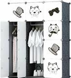 BUCKETLIST 12 Cube Portable Waterproof Wardrobe Storage Rack Closet for Hanging Clothes PP Collapsible Wardrobe (Finish Color - White and Black, DIY(Do-It-Yourself))