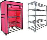 RAXON WORLD Carbon Steel Collapsible Carbon Steel Collapsible Wardrobe (Finish Color - Pink, DIY(Do-It-Yourself))