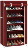 SHYAM JI 6 Layer Trending PP Collapsible plastic Wardrobe Carbon Steel Collapsible Wardrobe (Finish Color - MAROON, DIY(Do-It-Yourself))