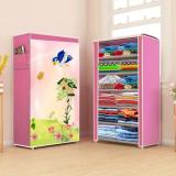 SAIWAY 6-L TREE HOUSE Carbon Steel Collapsible Wardrobe (Finish Color - Light Pink, DIY(Do-It-Yourself))