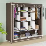 Maison & Cuisine 88170 Storage Organizer Shelves for Clothes Racks Non Woven Fabric Almirah Cotton Collapsible Wardrobe (Finish Color - Brown, DIY(Do-It-Yourself))