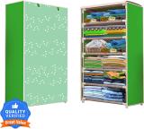 Flipkart Perfect Homes Studio 1 Door 6 Shelf Fabric White Bubble Print Carbon Steel Collapsible Wardrobe (Finish Color - Green Finish, DIY(Do-It-Yourself))