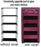 Bhimada 10inch+4Layer_rack_6L_rack_cover_Maroon Carbon Steel Collapsible Wardrobe (Finish Color - MAROON, DIY(Do-It-Yourself))