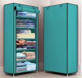 Pali 1 Door 6 Shelf Fabric PP PVC Collapsible Wardrobe (Finish Color - 6 - Firozzi, DIY(Do-It-Yourself))