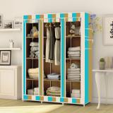 colcum 10 Layer Digital Print 3 Door Micro Fiber Collapsible Wardrobe (Finish Color - Beige Strip Print, DIY(Do-It-Yourself))