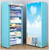 colcum 6 SHELVES HEART CLOUD Micro Fiber Collapsible Wardrobe (Finish Color - LIGHT BLUE, DIY(Do-It-Yourself))