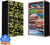 Flipkart Perfect Homes Studio 1 Door 6 Shelf Fabric Daisy Floral Print Carbon Steel Collapsible Wardrobe (Finish Color - Dark Black, DIY(Do-It-Yourself))