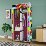 GTC Printed Almirah Foldable closet for Clothes 4 Shelves , 1 Side Pocket (2004-4) PP Collapsible Wardrobe (Finish Color - Maroon, DIY(Do-It-Yourself))