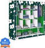 Flipkart Perfect Homes Studio D2 White Lily Print Carbon Steel Collapsible Wardrobe (Finish Color - Green Finish, DIY(Do-It-Yourself))