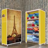 Flipkart Perfect Homes Studio 4 Shelf Eiffel Tower Purple Printed PP Collapsible Wardrobe (Finish Color - Eiffel Tower Purple Printed, DIY(Do-It-Yourself))