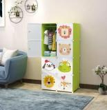 Ozoy 8-Door 8-Shelf Plastic Collapsible PC Collapsible Wardrobe PP Collapsible Wardrobe (Finish Color - GREEN-8, DIY(Do-It-Yourself))