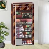 XIVIL 1 Door 6 Shelf Wall Panel Print PP Collapsible Wardrobe (Finish Color - Gold, DIY(Do-It-Yourself))