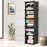 COROID 5-Door 10-Shelf Plastic Collapsible PC Collapsible Wardrobe (Finish Color - Plastic-Double-10-Shelf-Black, DIY(Do-It-Yourself))