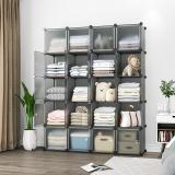 PYXBE 20 Door 5 Shelf Plastic Carbon Steel,Bedroom/KidsRoom/Storage PP Collapsible Wardrobe (Finish Color - 20-DOOR-LIGHT GREY, DIY(Do-It-Yourself))