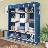 GTC W 88150 Cloth Rack Storage Organizer Shelves Almirah PP Collapsible Wardrobe (Finish Color - Blue, DIY(Do-It-Yourself))