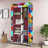 GTC Printed Almirah Foldable closet for Clothes 6 Shelves , 1 Side Pocket (2001-4) PP Collapsible Wardrobe (Finish Color - Maroon, DIY(Do-It-Yourself))