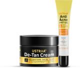 USTRAA De-Tan Cream for Men - Effective Tan Removal & Anti-Acne Spot Gel with Neem (2 Items in the set)