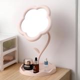 GAUZYHOUSE Cute Pastel Flower Desktop Vanity Mirror with Storage Tray(BIG SIZE)