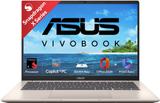 ASUS Vivobook 14 (2025) with Office 2024 + M365 Basic*, Backlit Keyboard, Qualcomm Snapdragon X - (16 GB/512 GB SSD/Windows 11 Home) X1407QA-LY088WS Thin and Light Laptop (14 Inch, Platinum Gold, 1.49 Kg, With MS Office)