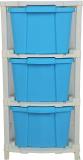 PALAK 3 Plastic Modular Drawer System for Home, Office, Hospital, Parlor, Doctors Plastic Free Standing Chest of Drawers (Finish Color - Blue, Door Type- Hinged, Pre-assembled)