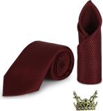 Stripe Silk Tie Pin Set (Maroon)