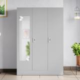 Godrej Interio Slimline 3 Door with Locker and Star Design Mirror Metal Almirah (Finish Color - Body & Door: Royal Ivory, Knock Down)