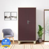 Godrej Interio Wardrobe-H Metal Almirah (Finish Color - Body: Taupe White, Door: Textured Shell Wine Red, Pre-assembled)