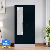 Godrej Interio Slimline 2 Door with Locker and Star Design Mirror Metal Almirah (Finish Color - Body: Royal Ivory, Door: Pacific Blue, Knock Down)