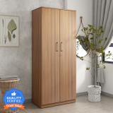 A GLOBIA CREATIONS Knox Engineered Wood 2 Door Wardrobe (Finish Color - Exotic Teak, Knock Down)