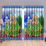 BANAVY 214 cm (7 ft) Polyester Room Darkening Door Curtain Single Curtain (3D Printed, Green, Blue)