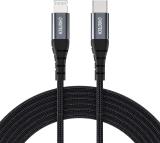 CHOETECH Lightning Cable 3 A 1.2 m Nylon Braided USB-C To Lightning Fast Charging 100W/3A Cable (Compatible with All iOS, Black, One Cable)