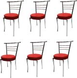 NEW GOYAL FURNITURE Stylish Dining Chair for Home Hotel Restaurant Metal Dining Chair (Set of 6, Finish Color - RED)