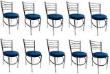 P P CHAIR Dining chair for Home hotel Steel Frame and Leather seat Without arm Chair Metal Dining Chair (Set of 10, Finish Color - blue)