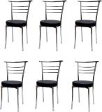 KITHANIA Office Visitor Student Study Chair Home Resturants Steel Dining Chair Leatherette Dining Chair (Set of 6, Finish Color - BLACK)