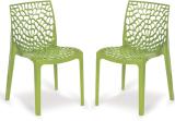 Goyal Steel & Furniture Industries Premium Quality Plastic web Chair Affordable Comfort for Your Home office Plastic Dining Chair (Set of 2, Finish Color - green)