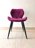 Finch Fox Luxurious Dining Chair in Dark Pink Velvet Stylish Design With Black Metal Legs Metal Dining Chair (Set of 1, Finish Color - Dark Pink)