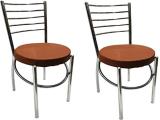 P P CHAIR Dining chair for Home hotel Steel Frame and Leather seat Without arm Chair Metal Dining Chair (Set of 2, Finish Color - brown)