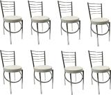 KITHANIA Ergonomic Steel Dining Chair Home Office Restaurant Hotel Dining Chair Leatherette Dining Chair (Set of 8, Finish Color - GREY)