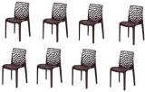 TARUN GRAMUDYOG Contemporary Plastic ventilated Chair Sleek Design for Home and Office Plastic Dining Chair (Set of 8, Finish Color - brown)